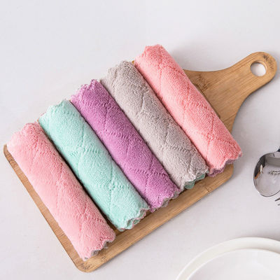 Thickened Coral Fleece Dishcloth Microfiber for Household Cleaning Sustainable Pattern