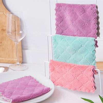 Thickened Coral Fleece Dishcloth Microfiber for Household Cleaning Sustainable Pattern