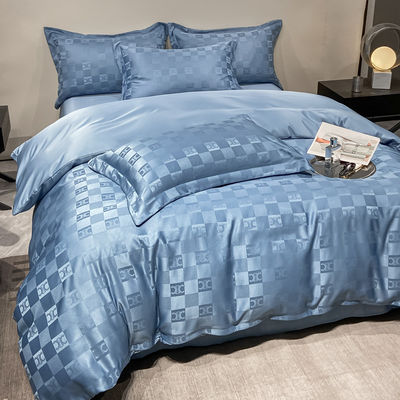 Polyester / Linen / Cotton Luxury Jacquard Bedding Sets Collections 4 Pcs Comforter