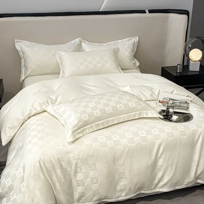 Polyester / Linen / Cotton Luxury Jacquard Bedding Sets Collections 4 Pcs Comforter