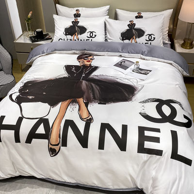 200TC All-Season Luxury Bed Sheets King Size Bedding Set with Fashion Name Design