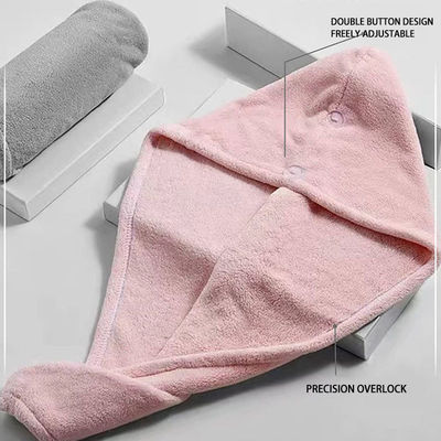 Custom Design Pure Color Microfiber Coral Fleece Dry Hair Hat for Quick-drying Hair Towel