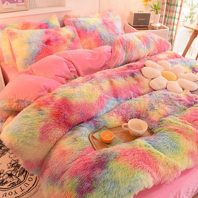 Thickened Designer Bedding Sets 3-piece Warm Color Matching Plush Duvet for Home Wedding