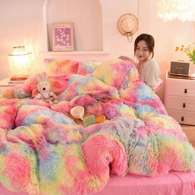 Thickened Designer Bedding Sets 3-piece Warm Color Matching Plush Duvet for Home Wedding