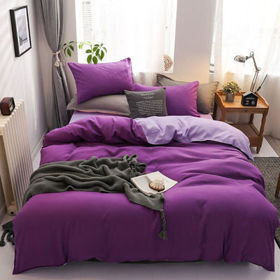 Contrast Color 4 Pcs Microfiber Bedding Set Solid Green Duvet Cover for King Size Bed