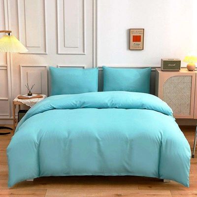 Contrast Color 4 Pcs Microfiber Bedding Set Solid Green Duvet Cover for King Size Bed