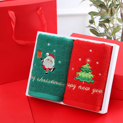 ALL Age Christmas Towels Pure Cotton Face Towels in 2 Gift Boxes for Gifts and ALL Ages