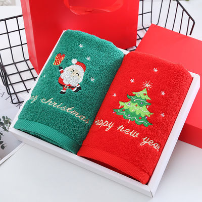 ALL Age Christmas Towels Pure Cotton Face Towels in 2 Gift Boxes for Gifts and ALL Ages