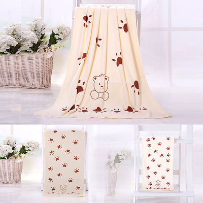 Home/Hotel Coral Fleece Soft Towel Set Microfiber Bear Print Bath Towel Three-piece Set