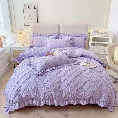 Air-permeable 7 Pieces Fluffy Duvet Quilt Bedding Set with Matching Curtains