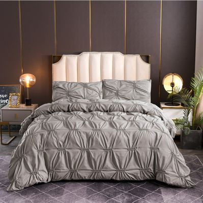 100% Polyester Solid Color Fern Flower Craft Duvet Bedding Set for Homeuse Plain Style