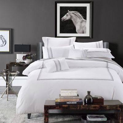 128x68 Fabric Density Embroidery White Comforter Sets Duvet Cover for Hotel Bedding