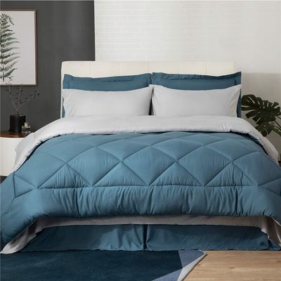 Flower Printed Luxury Bedding Set for Queen Size Bed 7 Pieces Duvet Cover Set