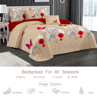 Customized Homeuse Bedroom Quilt Bedding Set with Ultrasonic Stitching Technology