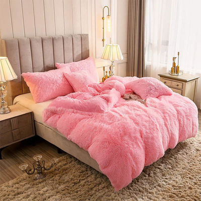 Crystal Velvet Plush Fluffy Bedding Four-piece Set Comforter with 100% Polyester Fibre