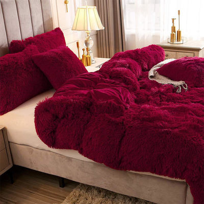 Crystal Velvet Plush Fluffy Bedding Four-piece Set Comforter with 100% Polyester Fibre
