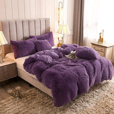 Crystal Velvet Plush Fluffy Bedding Four-piece Set Comforter with 100% Polyester Fibre