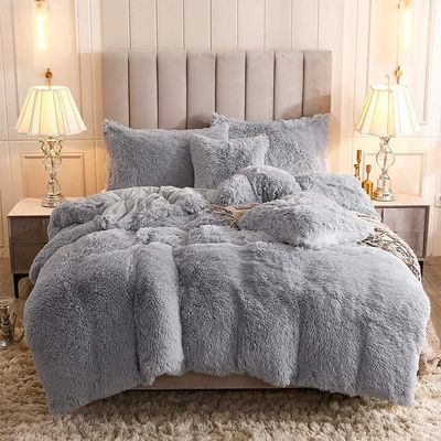 Crystal Velvet Plush Fluffy Bedding Four-piece Set Comforter with 100% Polyester Fibre