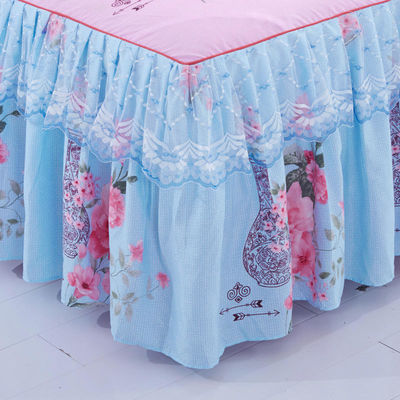Hotel Style Double Lace Bed Sheets with Bed Skirt Duvet Cover Waterproof Bedding Set