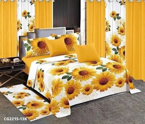 Fashion Red Wedding Flower 13pcs Bedding Set with Customized Size and Matching Curtains