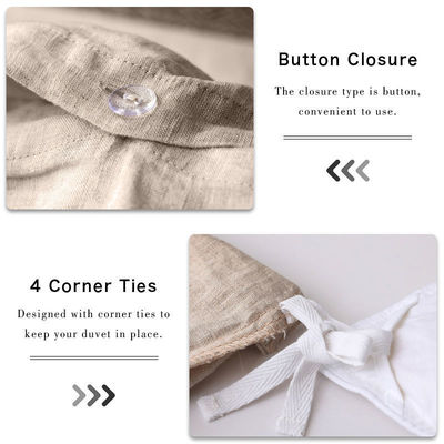 Sustainable 100% Natural Pure Flax Linen Hemp 170 Gsm Linen Duvet Cover Bedding Set