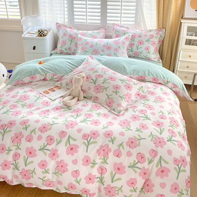 Grade A 2024 Trend Thickened Brushed Washed Cotton Bedding Four-Piece Set Sheet Wholesaler