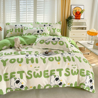 Grade A 2024 Trend Thickened Brushed Washed Cotton Bedding Four-Piece Set Sheet Wholesaler