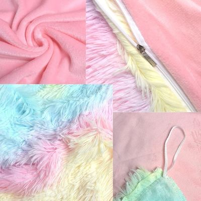 200TC Thread Count Bedding Set Faux Fur Duvet Mink Rainbow Plush Fluffy Luxury Fitted Sheets Set