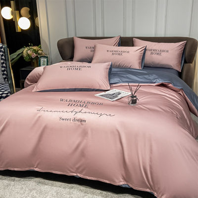 Geometric Lyocell 100% Tencel Bedding Set with Stripe Design Duvet Cover Set Customized