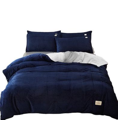 Customized Size Velvet Bedding Set 4pcs Thick Flannel Fleece Duvet Cover for Winter