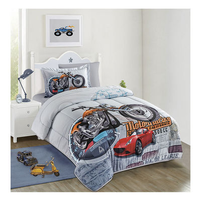 Home 4PCS Set Cute Cartoon Printed Kids Duvet Cover Set 100% Cotton Comforter Bedding