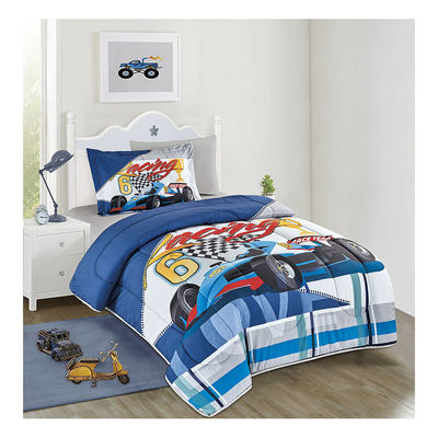 Home 4PCS Set Cute Cartoon Printed Kids Duvet Cover Set 100% Cotton Comforter Bedding