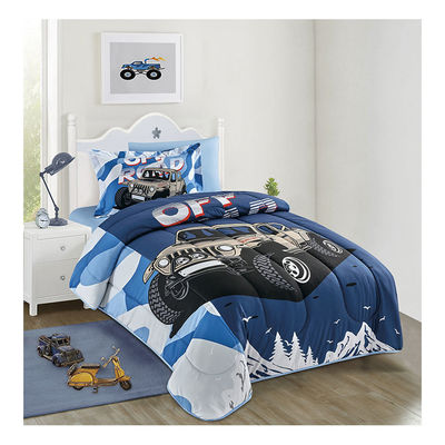 Home 4PCS Set Cute Cartoon Printed Kids Duvet Cover Set 100% Cotton Comforter Bedding
