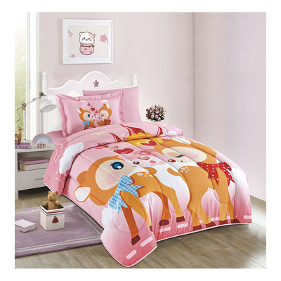 Home 4PCS Set Cute Cartoon Printed Kids Duvet Cover Set 100% Cotton Comforter Bedding