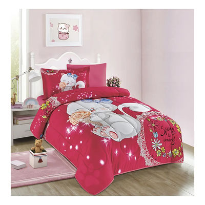 Home 4PCS Set Cute Cartoon Printed Kids Duvet Cover Set 100% Cotton Comforter Bedding