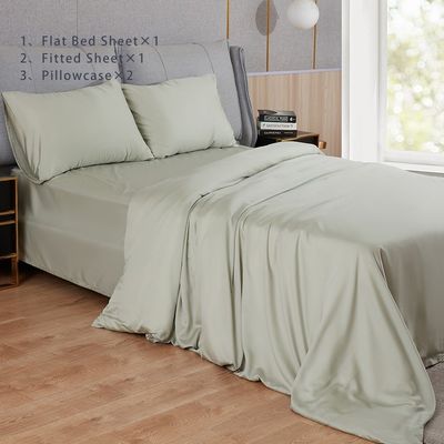 4-piece Nondisposable Plain Dyed Bamboo Lyocell Bedding Set with Solid Color Print