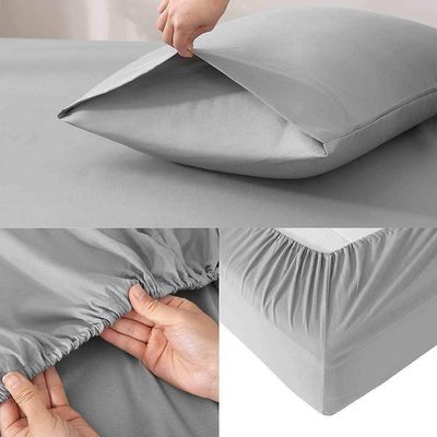 32 Fabric Count Microfiber Sheets Set with Duvet Cover Fitted Sheet and 2 Pillowcases