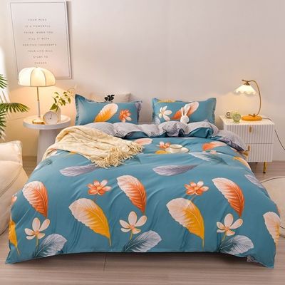 Plain Style 4 Piece Polyester Quilt Bedding Set with Customization Options
