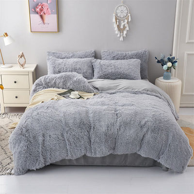 4 Piece Multi Color Bedding Sheet Set for Kids Girl's Room in Fur Velvet Fluffy Plush