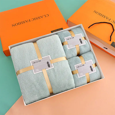 Soft and Absorbent Rectangle Bath Towel Set for SPA Thick Coral Fleece Microfiber