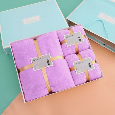 Soft and Absorbent Rectangle Bath Towel Set for SPA Thick Coral Fleece Microfiber