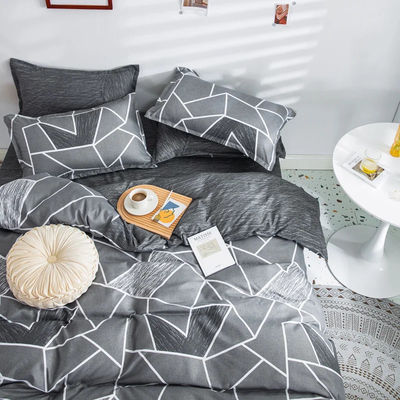 Geometric Printing Aloe Vera Cotton Four-Piece Bed Sheet Set with Reactive Printing