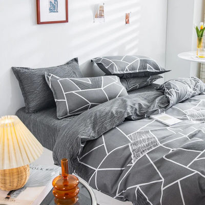 Geometric Printing Aloe Vera Cotton Four-Piece Bed Sheet Set with Reactive Printing