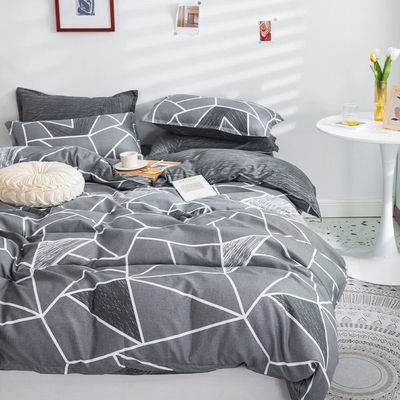 Geometric Printing Aloe Vera Cotton Four-Piece Bed Sheet Set with Reactive Printing