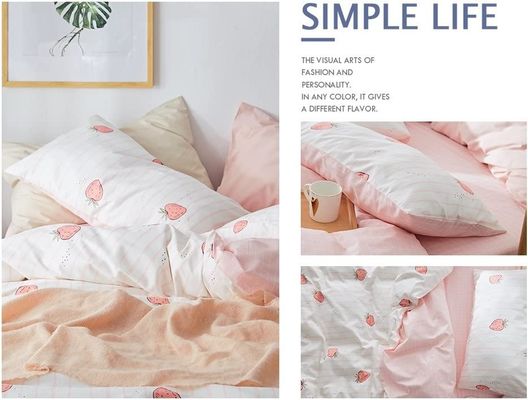 100% Cotton Duvet Cover Set Kawaii Strawberry Quilt Cover for Baby Crib in Bedroom
