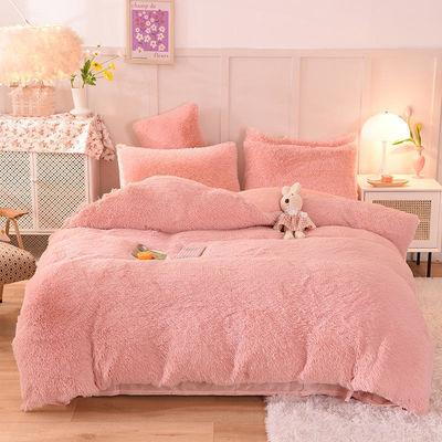 Mink Fleece Flannel Bedding Set with Solid Color Duvet Cover and Pillowcase Collections