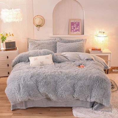 Mink Fleece Flannel Bedding Set with Solid Color Duvet Cover and Pillowcase Collections
