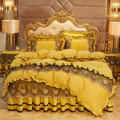 Sanding Winter Bedspread Set 4 Piece Luxury Embroidered Bedding for 2.0m 6.6 feet Size Bed