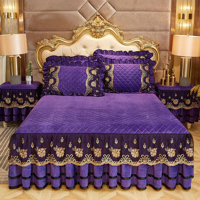 Sanding Winter Bedspread Set 4 Piece Luxury Embroidered Bedding for 2.0m 6.6 feet Size Bed