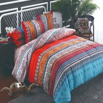 Home Hotel Bohemian Double Duvet Cover Set Blue with Brown Boho Quilt Bedding Set